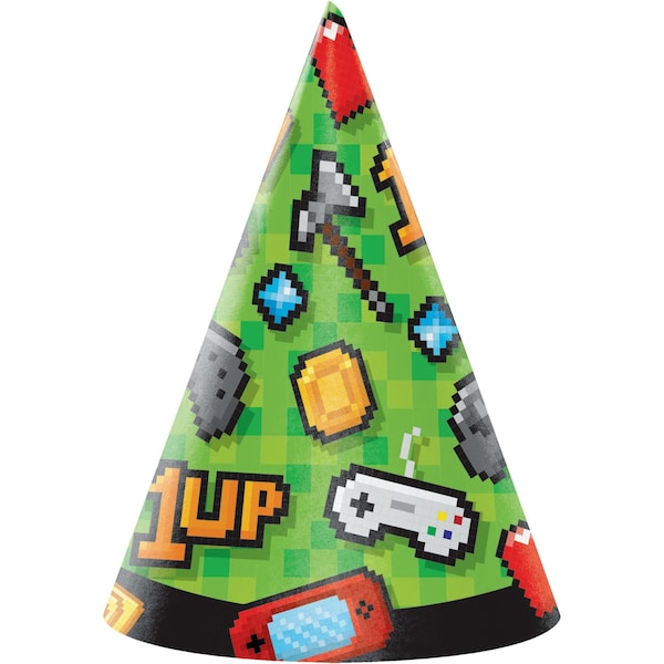 Creative Converting Video Game Party Party Hats, 4.25"x6.25", 48PK 336680 - main